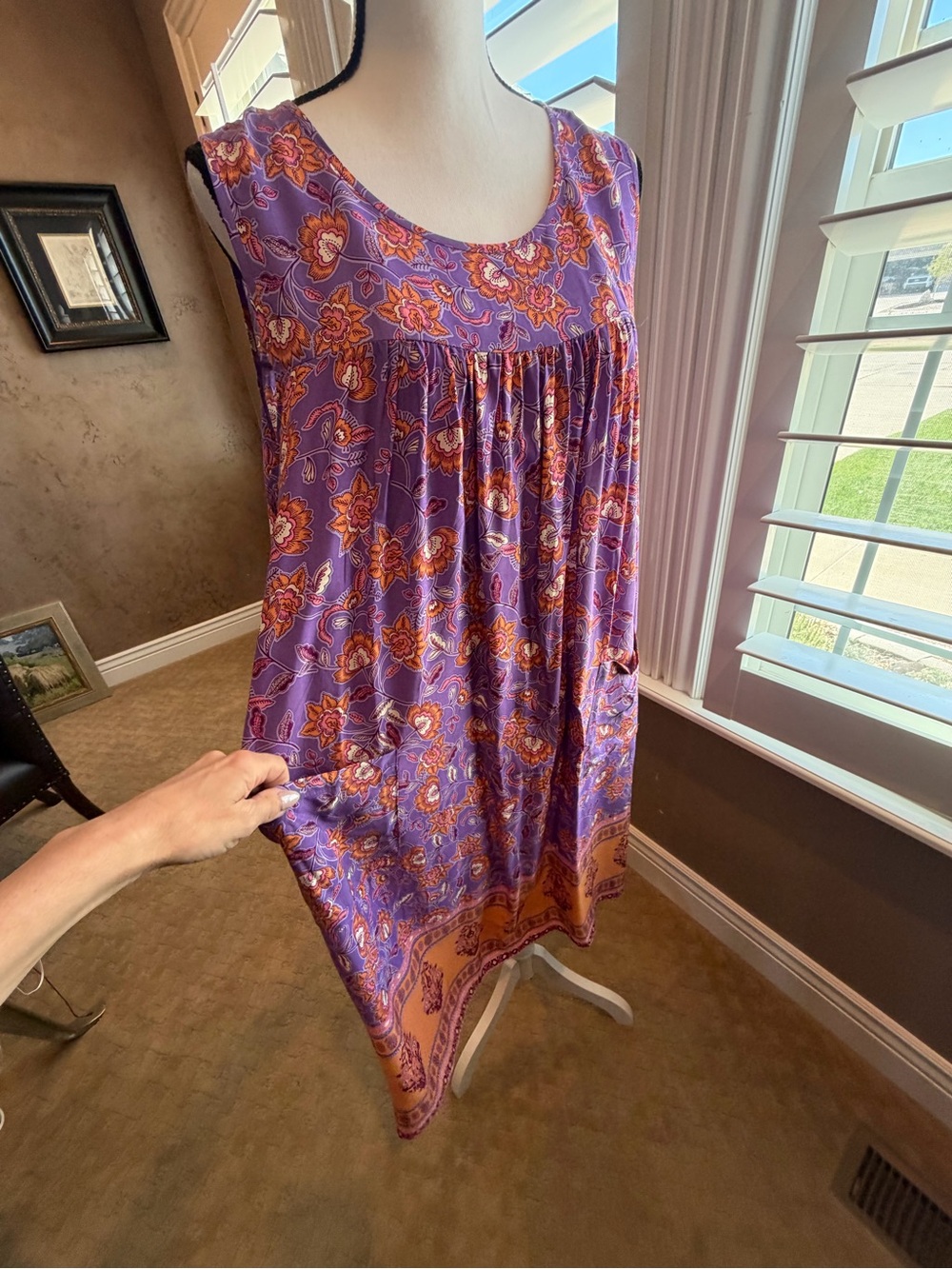 NWT Women's Floral Bohemia Swing Dress Sleeveless Flowy Loose Badydoll XXL - Picture 6 of 17